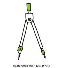 Hand drawn compass. Sketch Back to school, icon. Decoration element. Vector illustration