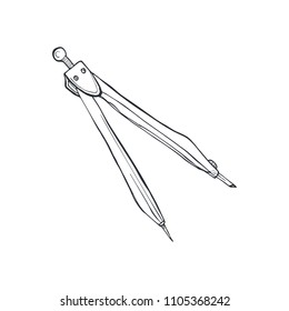 Hand drawn compass sketch isolated on white background. Vector illustration.