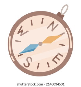Hand drawn compass vector illustration isolated on white background. Illustration in flat style. Isolated object for print, stickers, logo and web design