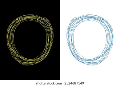 Hand drawn complex scribble circle on an isolated background.