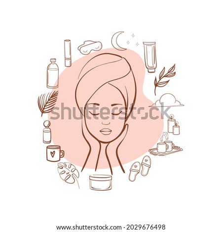  hand drawn composition beaty spa salon logo on the white background
