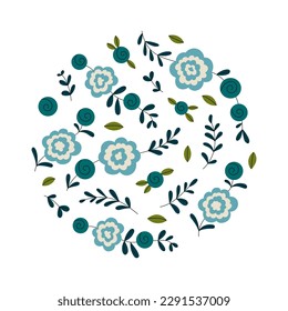 Hand drawn composition with flowers. Gardening and spring time concept. Can be used as poster or Birthday greeting card design. Vector illustration in nice colors.