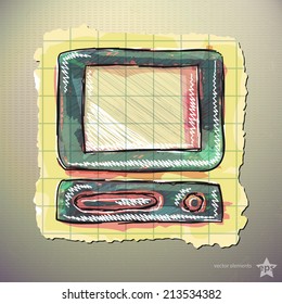 Hand drawn computer icon. Isolated