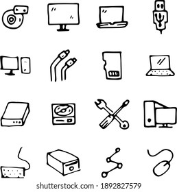 Hand drawn Computer Icons Set.