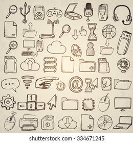 Hand drawn computer icons set.