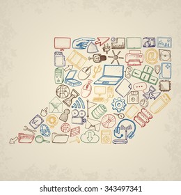 Hand drawn computer icons set.