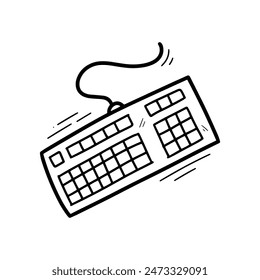 Hand Drawn Computer Keyboard. Doodle Vector. Isolated on White Background - EPS 10 Vector