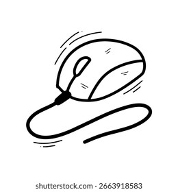 Hand Drawn Computer Mouse Illustration. Doodle Vector. Isolated on White Background - EPS 10 Vector