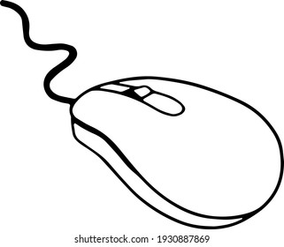 Hand drawn computer mouse. Vector design element. Internet technology.