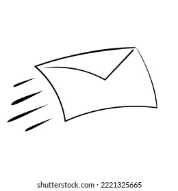 Hand drawn concept of flying envelops. A lot of letters as symbol of message or mailing.