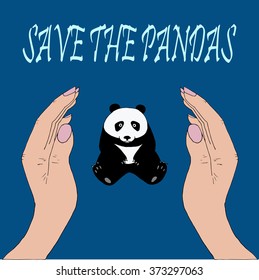 Hand drawn concept of saving pandas