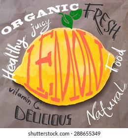 Hand drawn concept for supermarket, farmers market, natural product design.Watercolor lemon. Vector illustration.