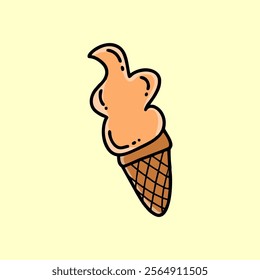 Hand Drawn Cone Chocolate Ice Cream