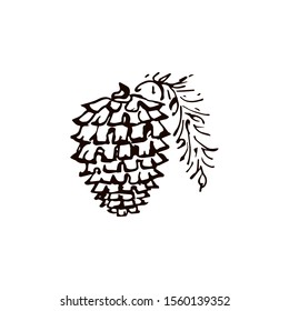 Hand drawn cone isolated on white background. Vector illustration