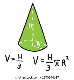 Hand drawn Cone volume. Sketch for education, icon. Decoration element. Vector illustration