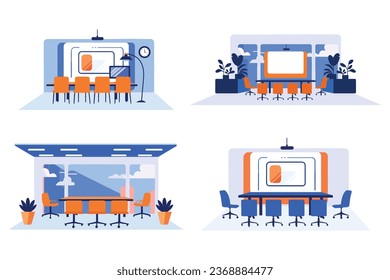 Hand Drawn Conference room table in flat style isolated on background