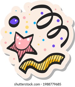 Hand drawn Confetti icon in sticker style vector illustration