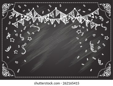 Hand Drawn Confetti On Chalkboard.