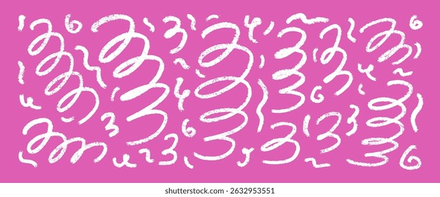 Hand drawn confetti shapes. Squiggle party set. Vector pink marker grunge brush strokes lines collection. Curve and swirls vector doodle elements. Curly crayon wiggle spirals.