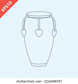 hand drawn Conga african hand drum music instrument design vector flat modern isolated illustration