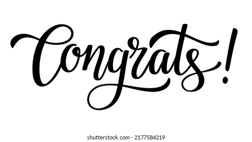 Hand drawn Congrats black lettering. Vector illustration.