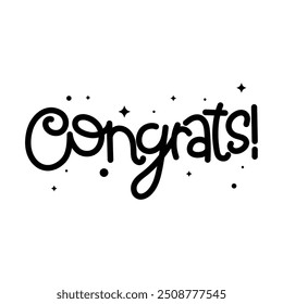 Hand Drawn Congrats Calligraphy Text Vector Design.