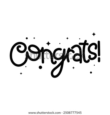 Hand Drawn Congrats Calligraphy Text Vector Design.