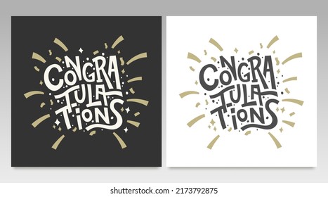 Hand drawn congratulation lettering for Greeting Card. Modern Typography Vector Background.