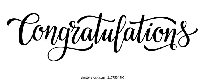 Hand drawn Congratulations black lettering. Vector illustration.