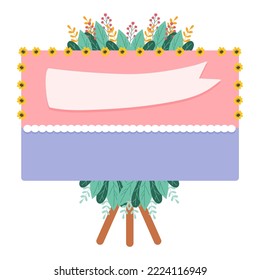 hand drawn congratulations board illustration papan bunga flower board