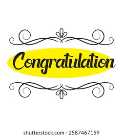 Hand drawn "Congratulations" lettering. Calligraphy text isolated on white background. Vector illustration lettering design.