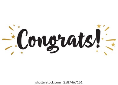 Hand drawn "Congratulations" lettering. Calligraphy text isolated on white background. Vector illustration lettering design.