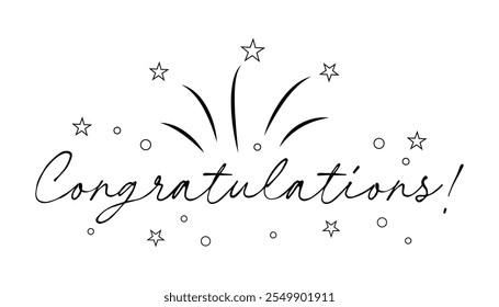 Hand drawn congratulations lettering vector illustration.