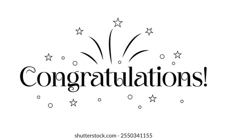 Hand drawn congratulations lettering vector illustration.