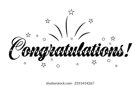 Hand drawn congratulations lettering vector illustration.