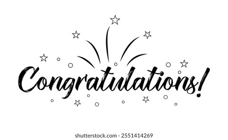 Hand drawn congratulations lettering vector illustration.