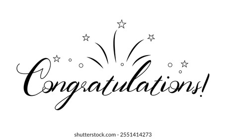 Hand drawn congratulations lettering vector illustration.