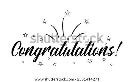Hand drawn congratulations lettering vector illustration.