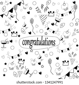 Hand drawn congratulations party background .