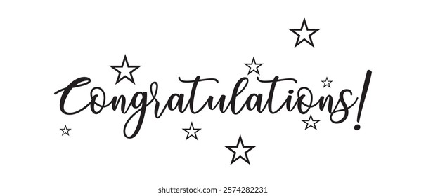 hand drawn congratulations text lettering banner and poster note isolated on white background. vector illustration.