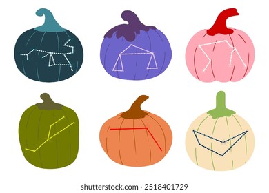 Dibujado a mano de calabazas de constelación