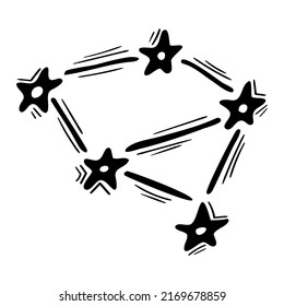 Hand Drawn Constellation Stars Magical Element Stock Vector (Royalty ...