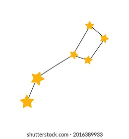 Hand drawn constellation Ursa Minor or Little Bear. Vector illustration.