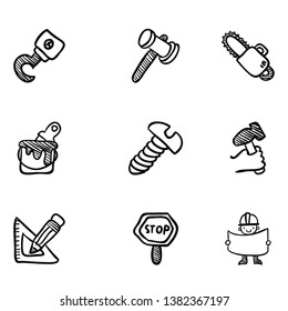 Hand Drawn Construction Icon set vector