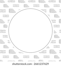 hand drawn construction tool circle frame background