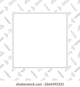 hand drawn construction tools frame background