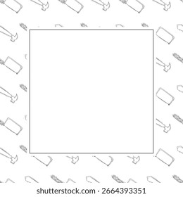 hand drawn construction tools frame background