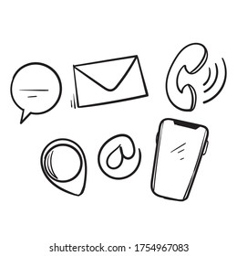 hand drawn Contact us symbols  for Social Media network icon doodle vector