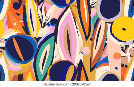 Hand drawn contemporary abstract colorful print. Creative collage pattern. Fashionable template for design.