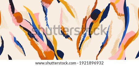 Hand drawn contemporary abstract print. Creative collage seamless pattern. Fashionable template for design.